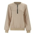 thumbnail image 4 of Fiaer,Quarter Zip Pullover Women,oversized Fall Sweatshirts for Women,Womens Tops Loose Fit Casual Going Out V Neck Khaki XXL, 4 of 8