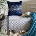 thumbnail image 2 of The HomeCentric Decorative Blue Pack of 2, 14x14 inch (35x35 cm) Throw Pillows, Velvet Quilted, Bead Embroidery & Peacock Decor Throw Pillows For Couch, Floral Pattern Modern Style Easter - Neelkanth, 2 of 11