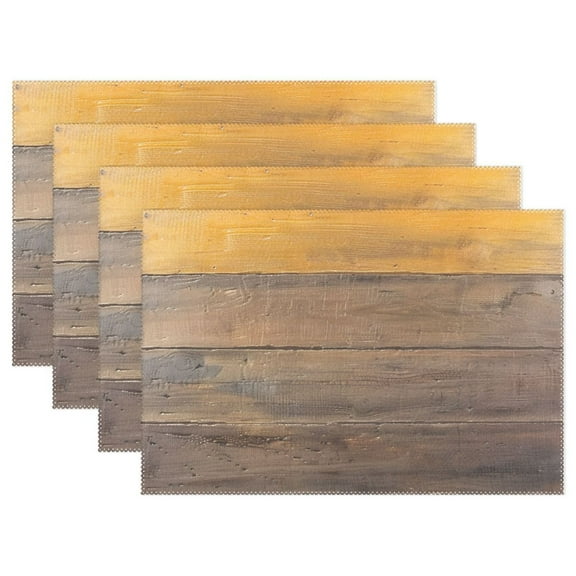 Gradient Wood Color 12×18 inch Placemats Heat Resistant Washable Foldable Rectangular Placemats Set Decoration Indoor Outdoor for Kitchen Dining Table 1PC