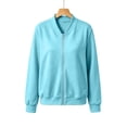 thumbnail image 5 of Women's Fleece Zip up Sweatshirt Jackest No Hood, Casual Long Sleeve Coat Outerwear with Pockets, Fall Comfy Versatile Jackets Daily Wear, 5 of 7