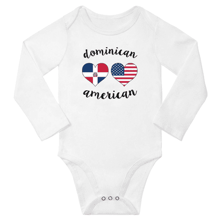 

Dominican and American Love Heart Baby Long Slevve Bodysuit Outfits (White 6-12 Months)