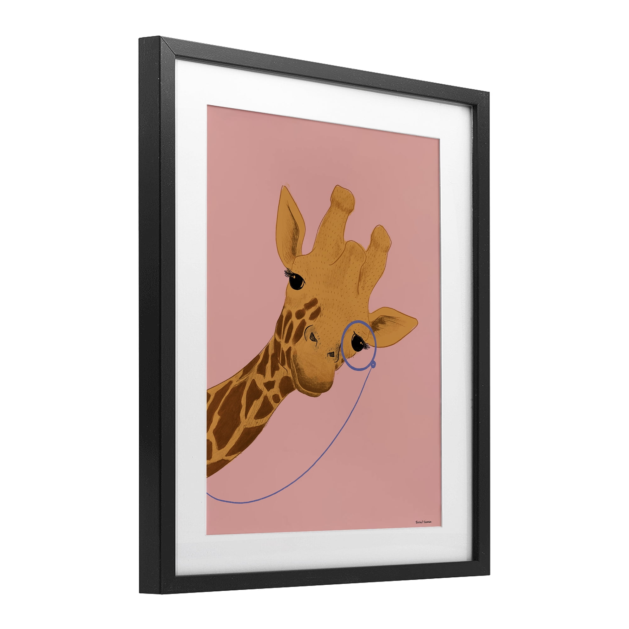 Stupell Industries Playful Giraffe with Monocle Black Framed Print Under Glass, design by Rachel Nieman