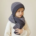 thumbnail image 3 of AJTQTH Winter Clothes for Girls Boys Kids Toddler Knitting Thick Warm Beanie Hat+Casual Solid Color Square Long Scarf for Neck Warm Outfits Winter and Fall Outfits Gray Free Size, 3 of 3