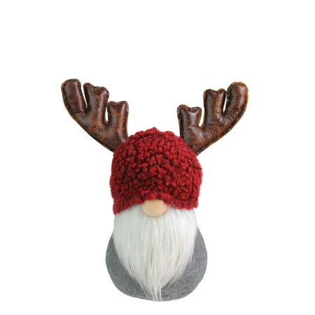 11 Gray and Red Santa Gnome with Moose Antlers Christmas Table Top