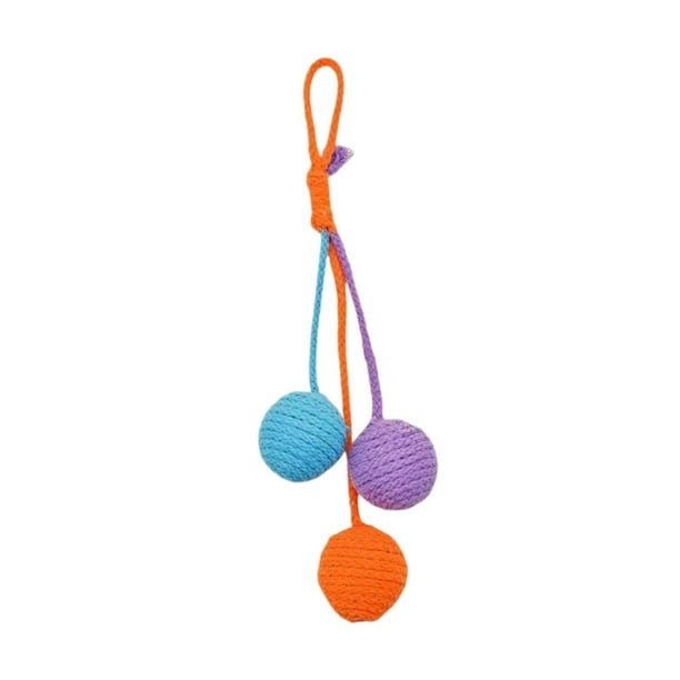 Rascador colgante de sisal para gatos, juguete interactivo para proteger el suelo del sofá Púrpura Azul Naranja