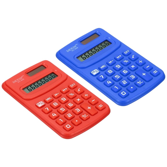 Uxcell 8 Digit Pocket Size Mini Calculator Power Handheld Calculator Red/Blue 1 Set