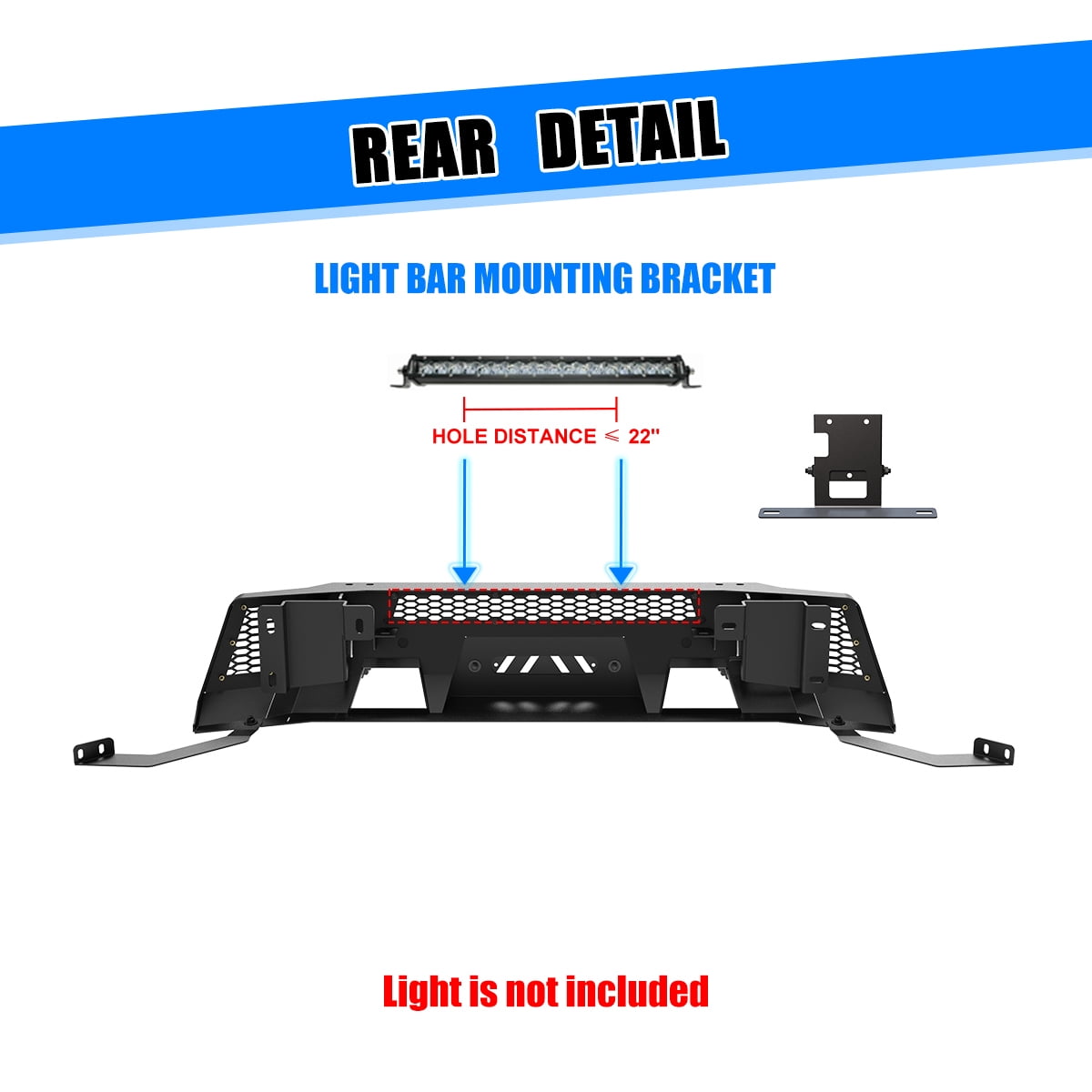 Heavy Duty Steel Front Bumper Fit for 2019 2020 2021 2022 2023 Ford Ranger,Front Bumper with ACC Module Relocation Bracket,Black Powder Coated
