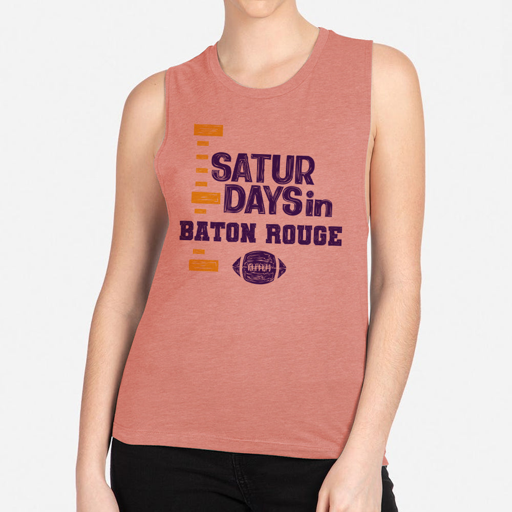 Saturdays in Baton Rouge Women's Muscle Tank Medium Desert Pink