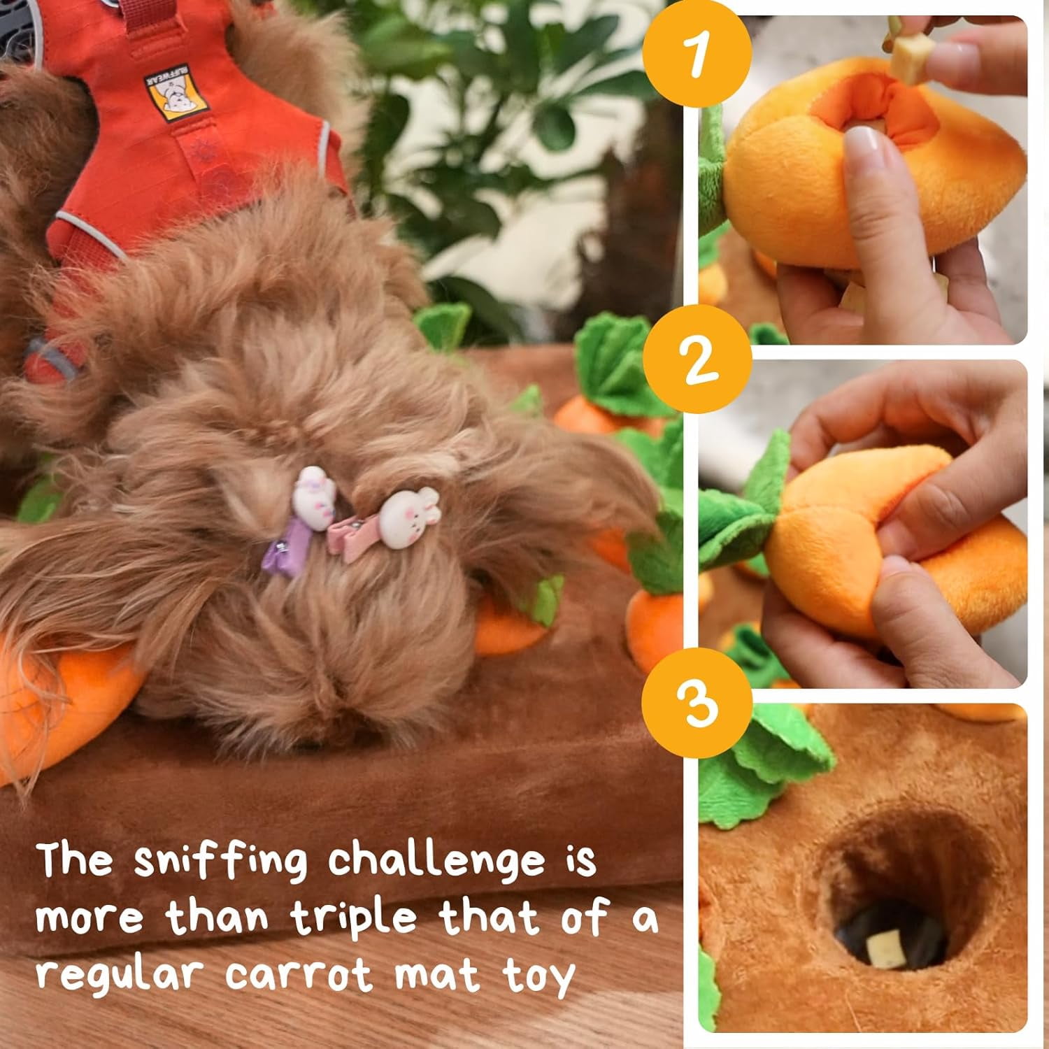 12PCS Interactive Dog Toys, Dog Enrichment Puzzle, Hide and Seek Carrot Farm Dog Toys Plush Puzzle Toys Carrot Patch Toy for Mental Puppy Brain Training of Small Medium and Large Dogs