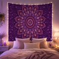 thumbnail image 2 of Purple Mandala Radiating Across Paisley Motifs, Mystical Boho for Meditation Enthusiasts, Mandala Wall Art, Housewarming Gift, Tapestry Wall Hanging for Bedroom and Yoga Room, 2 of 7