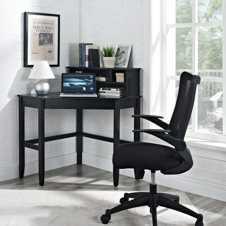 Corner Laptop Writing Desk With Optional Hutch Black Walmart Com