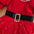 thumbnail image 4 of Zehjuhan Baby Girl Christmas Dress Santa Claus Romper Dress Red Velvet Long Sleeve Princess Tulle Dress with Headband, 4 of 7