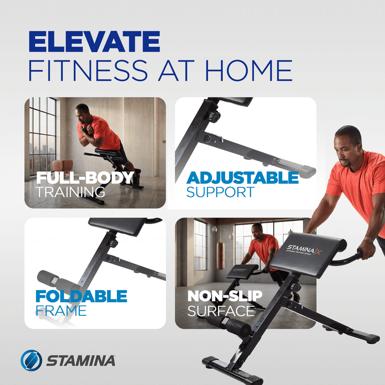 Stamina X Adjustable Ab, Back, Core Exercise Hyperextension Bench