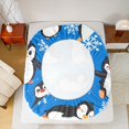 thumbnail image 5 of Manfei Cute Cartoon Penguin Full Size Sheets 4-Piece, Kawaii Animal Bed Sheets, Blue Snowflakes Sheet Sets, Microfiber Bedroom Decor, 5 of 7