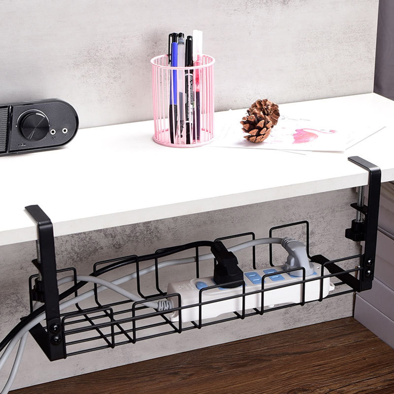 Leott Hot Sale! Under Desk Cable Management Cable Management Under Desk Under Desk Cable Management Tray with Clamp, Punch-Free Under-Desk Cable Management Rack, Wire Shelving