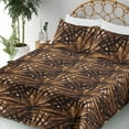 thumbnail image 3 of Ambesonne Hawaii Themed Fitted & Flat Sheet with Shams 4 Pcs Set, Tropical Neutral Leaf, Calking, Pale Vermilion Seal Brown, 3 of 5