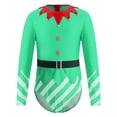 thumbnail image 3 of TiaoBug Kids Girls Candy Cane Costume Stripes Santa Helper Leotard Gymnastics Dance Bodysuit Green 8, 3 of 6