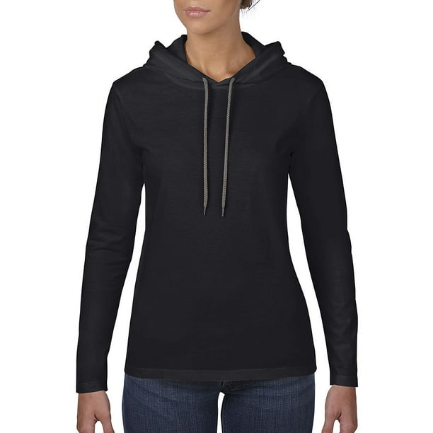 Anvil Womens Lightweight Long Sleeve Hooded T Shirt 887l