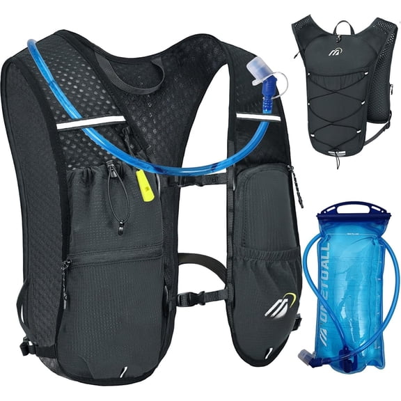 Running Vest for Women & Men, 6L Hydration Backpack with 2L Water Bladder, Lightweight Water Backpack for Trail Running, Marathon, Hiking, Cycling, Jogging, Adjustable Fit