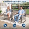 thumbnail image 3 of Rattan Garden Furniture Set, Outdoor Rocking Chairs and with Cushions & Pillows, Wicker Patio Bistro Set for Balcony Garden, 3 of 6