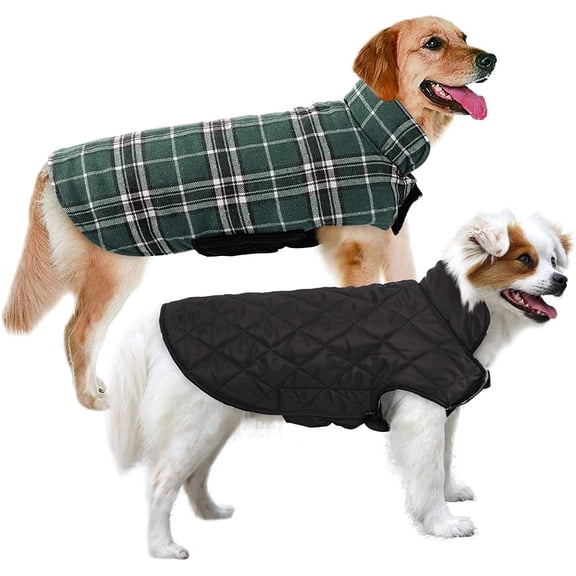 NCY Dog Coat, Warm & Waterproof Winter Jacket for Small Medium Large Dogs, Reversible Dog Jacket, Green XL
