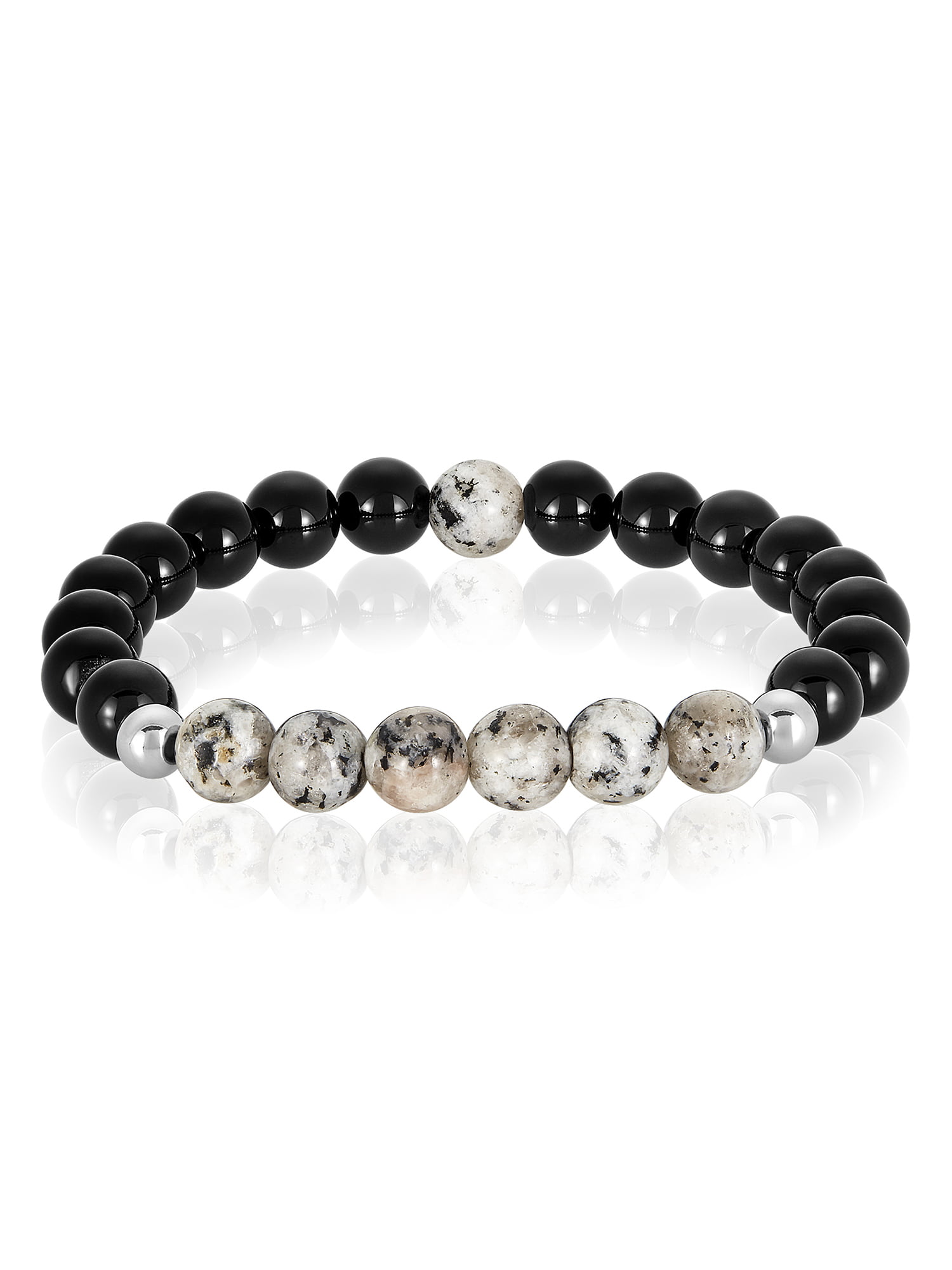 8mm Silver Hematite Adjustable Bracelet with Silver Buddha Accent