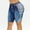 Blue, variant on Sakmal Yoga Shorts Womens Knee Length Jeans Cut-off Black Shorts with Pockets