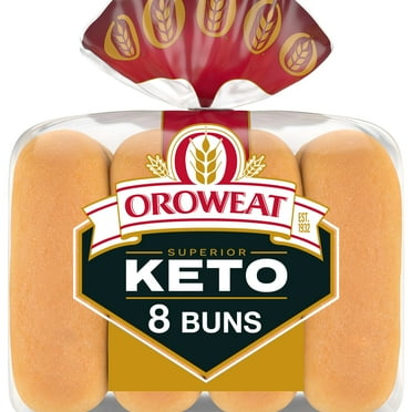 Oroweat Keto Bread, 8 count, White Hot Dog Buns, 12 oz Bag