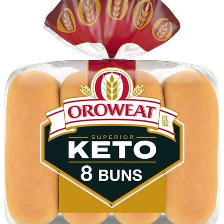 Oroweat Keto Buns, 8 count, White Hot Dog Buns, 12 oz Bag