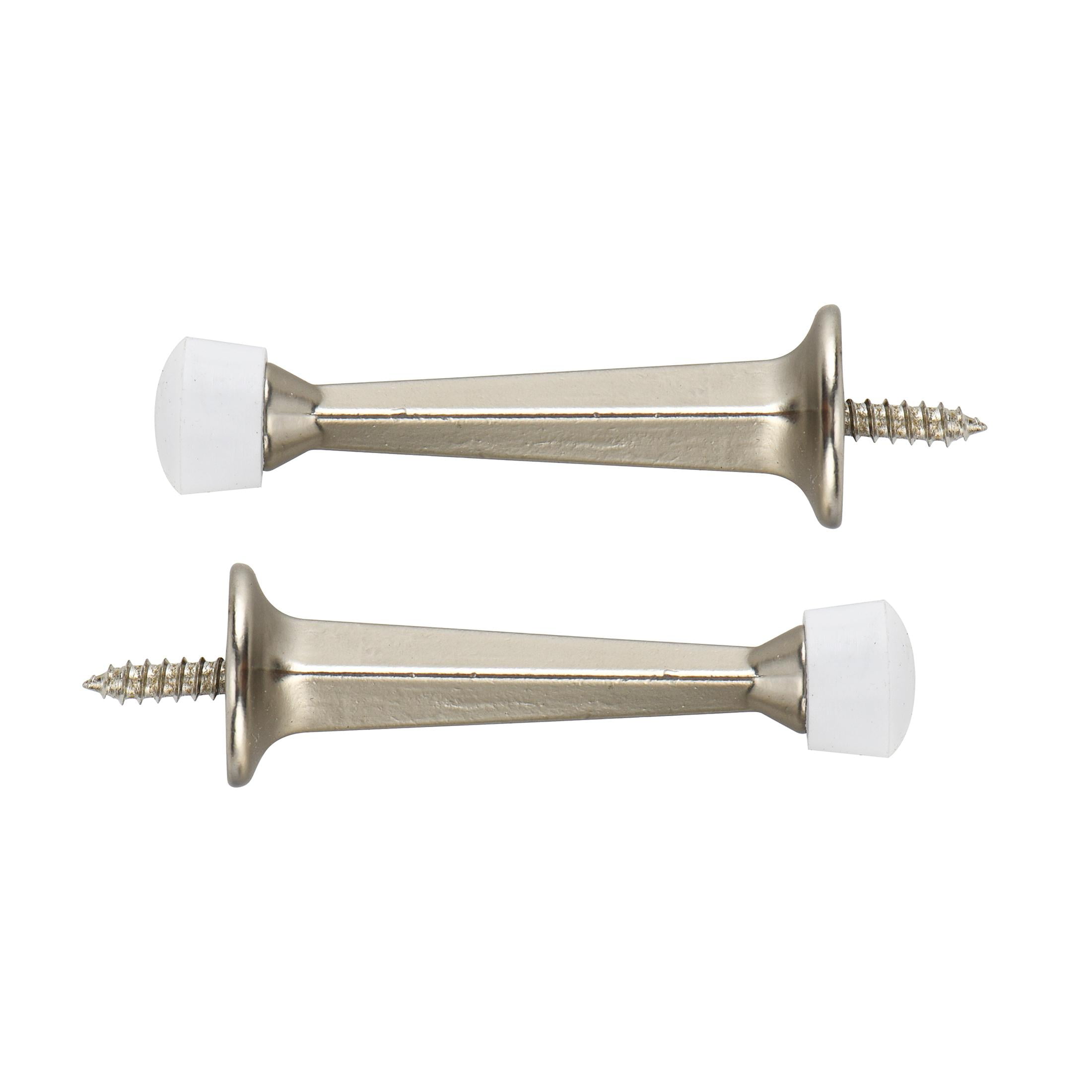 (4 pack) Hyper Tough Screw-in Solid Doorstop, Satin Nickel, 2 Pack, Assembled Product Depth 5.65 Inch
