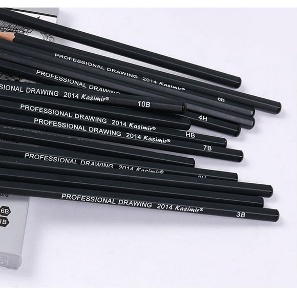 Baohd 14 Pcs/ensemble Stylo à Dessin Artiste Étudiants Croquis Portrait Écriture Crayon en Bois Noir 12B-6H