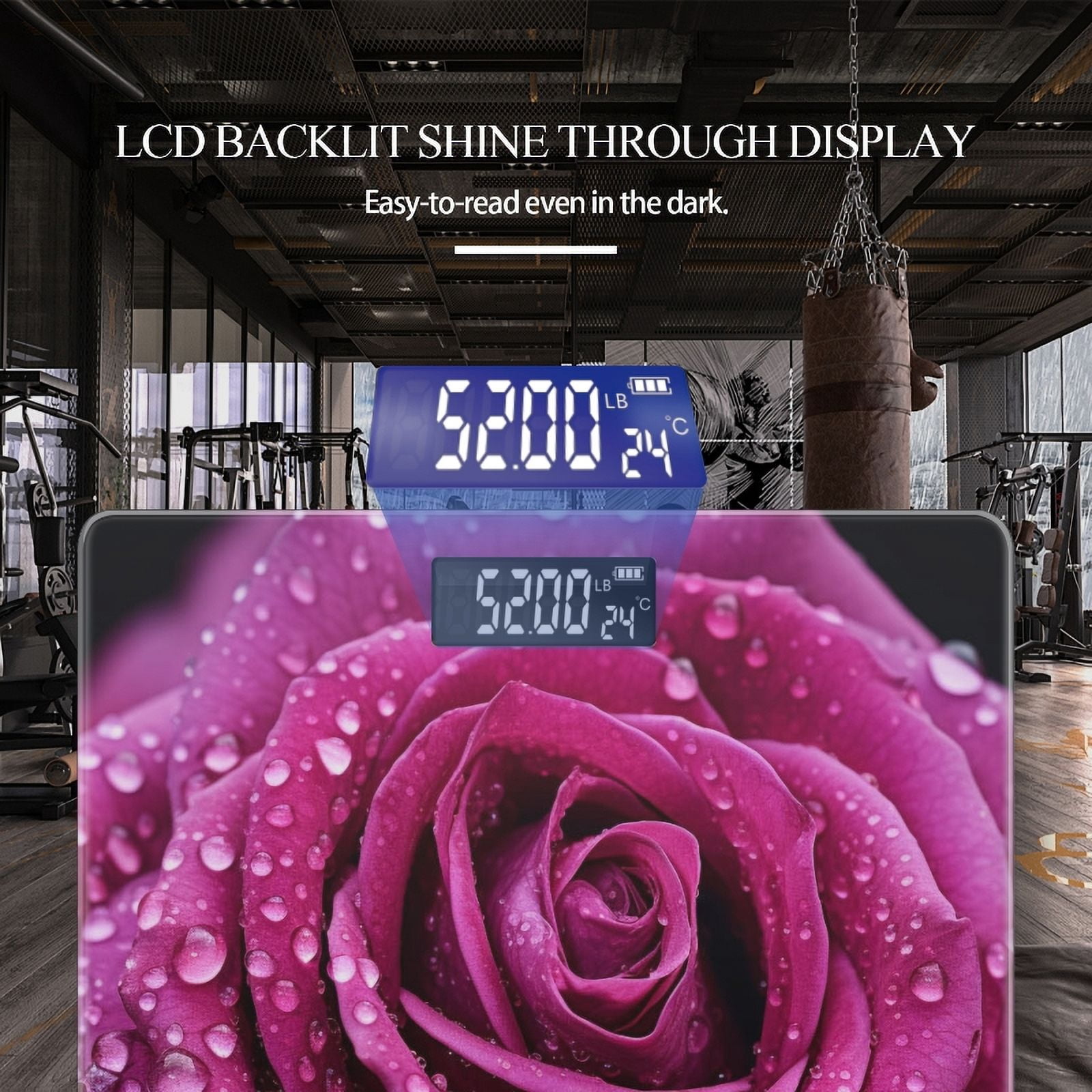 Bathroom Scale, Highly Accurate Digital Body Scale,Precisely Measures Weight up to 400 lbs-Rose With Drops Of Water