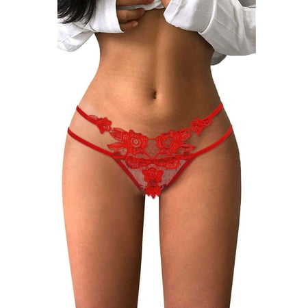 QYZEU Womans Underwear Thin Strappy Bikini Panties for Women Lace Underwear for Women Breathable Sexy Bikini Lightweight Soft Hipster Panties Red One Size