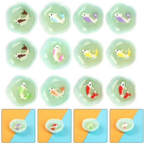 HAMPPLIES Miniature Resin Fish Bowl Decor for Doll House Accessories and Desktop Decor Assorted Color