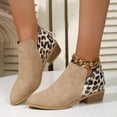 thumbnail image 4 of Fashion Leopard Print Boots Women Pointed Toe Chunky Heel Back Zipper Shoes, 4 of 8