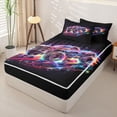 thumbnail image 2 of Manfei Monster Truck Zipper Twin Comforter Sets with Fitted Sheet and 2 Pillowcases,Neon Lights Print Zipper Bedding Set,Black,Black Reversible,4pcs, 2 of 8