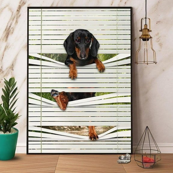 Dachshund Climbing Window Paper Poster No Frame Matte Wall Art Decor 11 x 17 Inch Poster