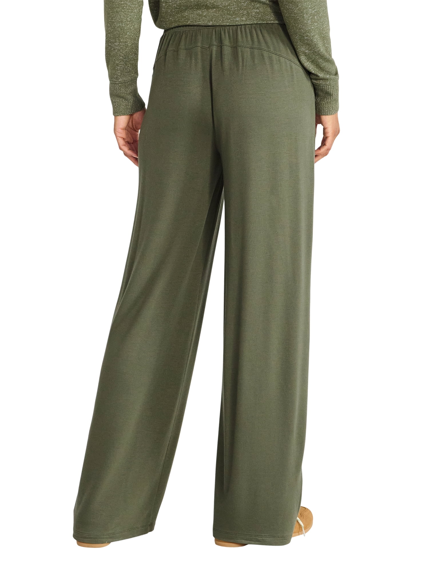 Time and Tru Women's Knit Wide Leg Pants, Sizes XS-XXXL
