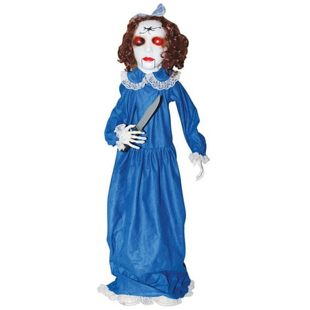 Animated Porch Squatter Zombie Girl Halloween Prop