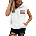 thumbnail image 2 of Tops for Women under $5 Sleeveless Printed Pocket Hat Rope Hooded Sweatshirt Top White, 2 of 5