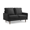 thumbnail image 2 of 57 Inch Wide Upholstered Two Cushion Loveseat with Cambered Arms in Black Velvet, 2 of 13