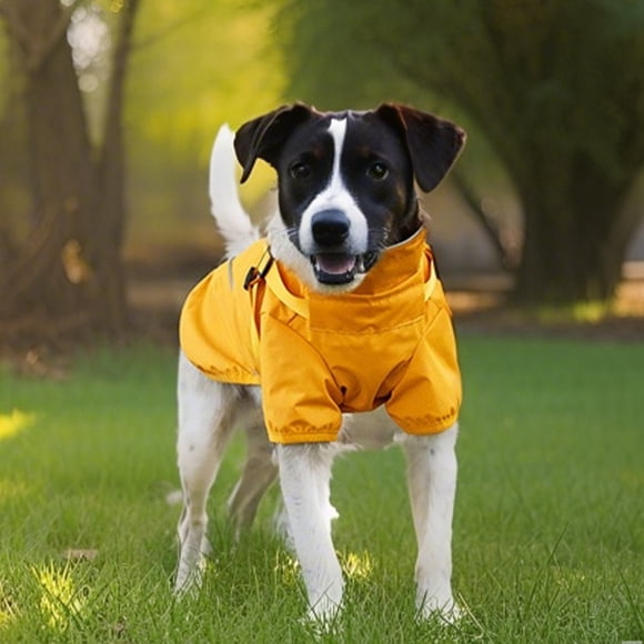 Riforla Dog Raincoat Pet Supplies Small and Medium Sized Dog Chest and Back Integrated Poncho Reflective Teddy Dog Pet clothes E