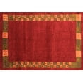 thumbnail image 1 of Ahgly Company Indoor Rectangle Abstract Orange Contemporary Area Rugs, 4' x 6', 1 of 1