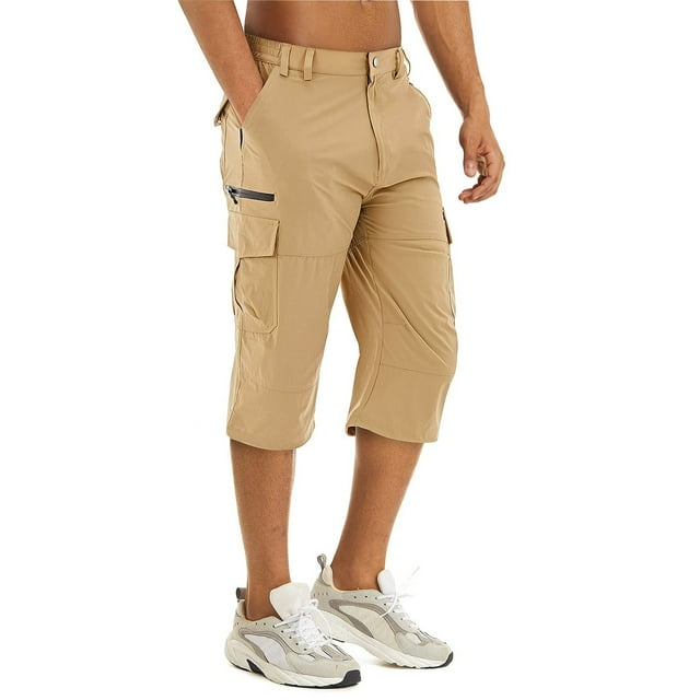 Pantalones Cortos Casuales 90% Nylon 10% Spandex de 16 Pulgadas, Pantalones de Trabajo de Bolsillo Múltiple con Cremallera para Al Aire Libre, Senderismo Y Gimnasio
