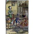 thumbnail image 2 of Medieval Kitchen 1516. Na Housewife Supervising Her Kitchen Staff. German Color Woodcut 1516. Print by, 2 of 2