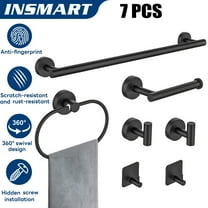 INSMART 7 Pieces Bathroom Hardware Set, Stainless Steel Towel Bar Set Includes 24 inch Towel Bar, Towel Hook, Towel Ring Toilet Paper Holder