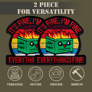2Pcs It's Fine Patch Set, Embroidered Tactical Morale Funny Meme Hook and Loop Everything is Fine Dog Patch