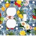 thumbnail image 4 of Metal Light Switch Plate Cover Colorful Flowers Fancy Blue Tile Pattern TIL010, 4 of 13