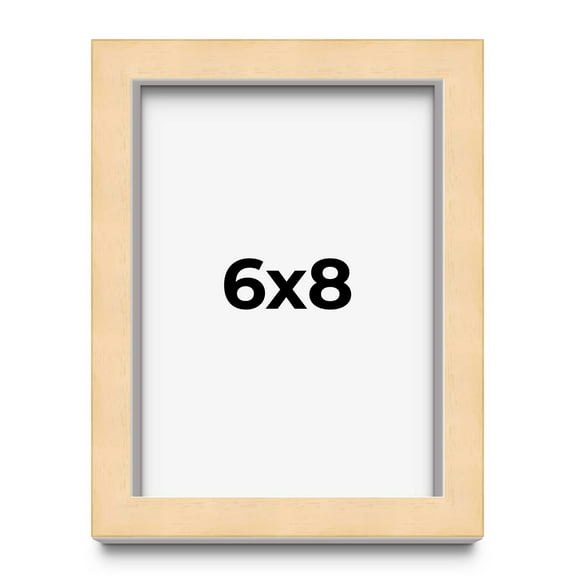 6x8 Frame Natural Wood Picture Frame | 0.75 Inch Moulding Width | with UV Acrylic Plexiglass, Foam