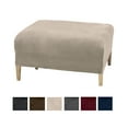 thumbnail image 2 of Great Bay Home Stretch Velvet-Plush Washable Ottoman Slipcover  (Ottoman XL, Silver Cloud), 2 of 5